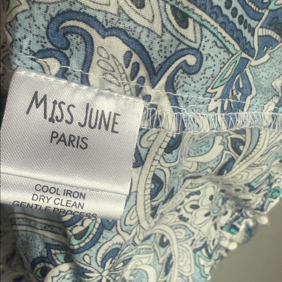 Miss June Blue Paisley Boho Peasant tunic Top Lace Trim - Picture 8 of 12